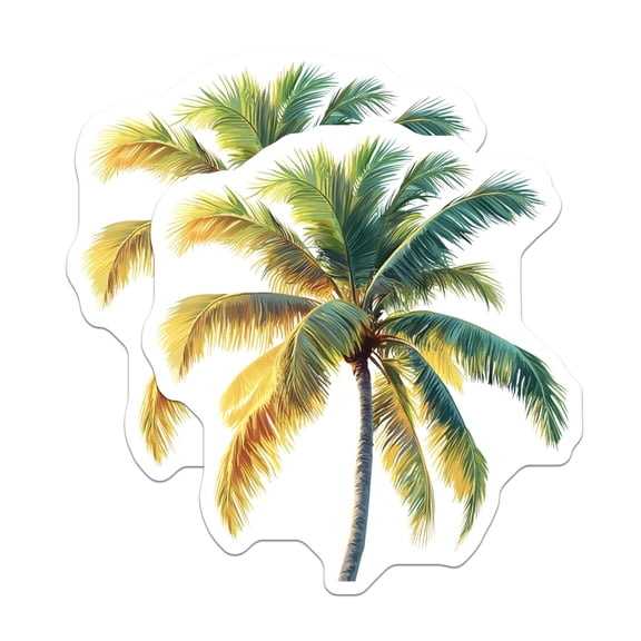(2 Pack) Tropical Palm Tree Magnets - Vibrant Beach Decor - Island Life Summer Accessory for Refrigerator - 5 Inches On Longest Side - Thick Durable Magnet - Made in USA - MAG29841