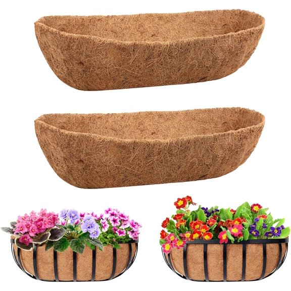 2 Pack Trough Coco Liner for Planters- 24 Inch Window Box Liners Coir Basket Liners, Planter Box Liner for Window Flower Box Pots, Fence Trough Planter, Wall Planter Basket