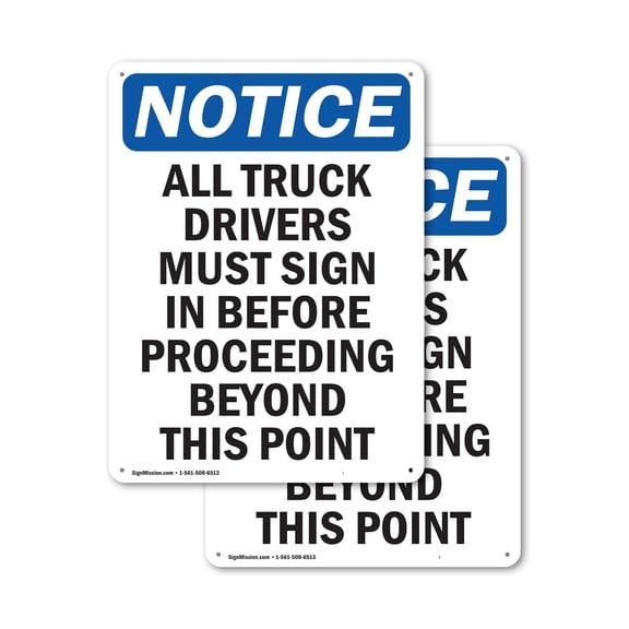 (2 Pack) All Truck Drivers Must OSHA Notice Sign 10 Inch X 14 Inch Plastic Sign, Weather Resistant, UV Protected for Workplace, Business, and Construction Site, Made in the USA