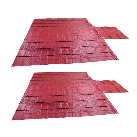 2 Pack Truck Flatbed Tarps Combination 18oz/14oz Lumber Tarp 24x27 (8' Drop) - Red