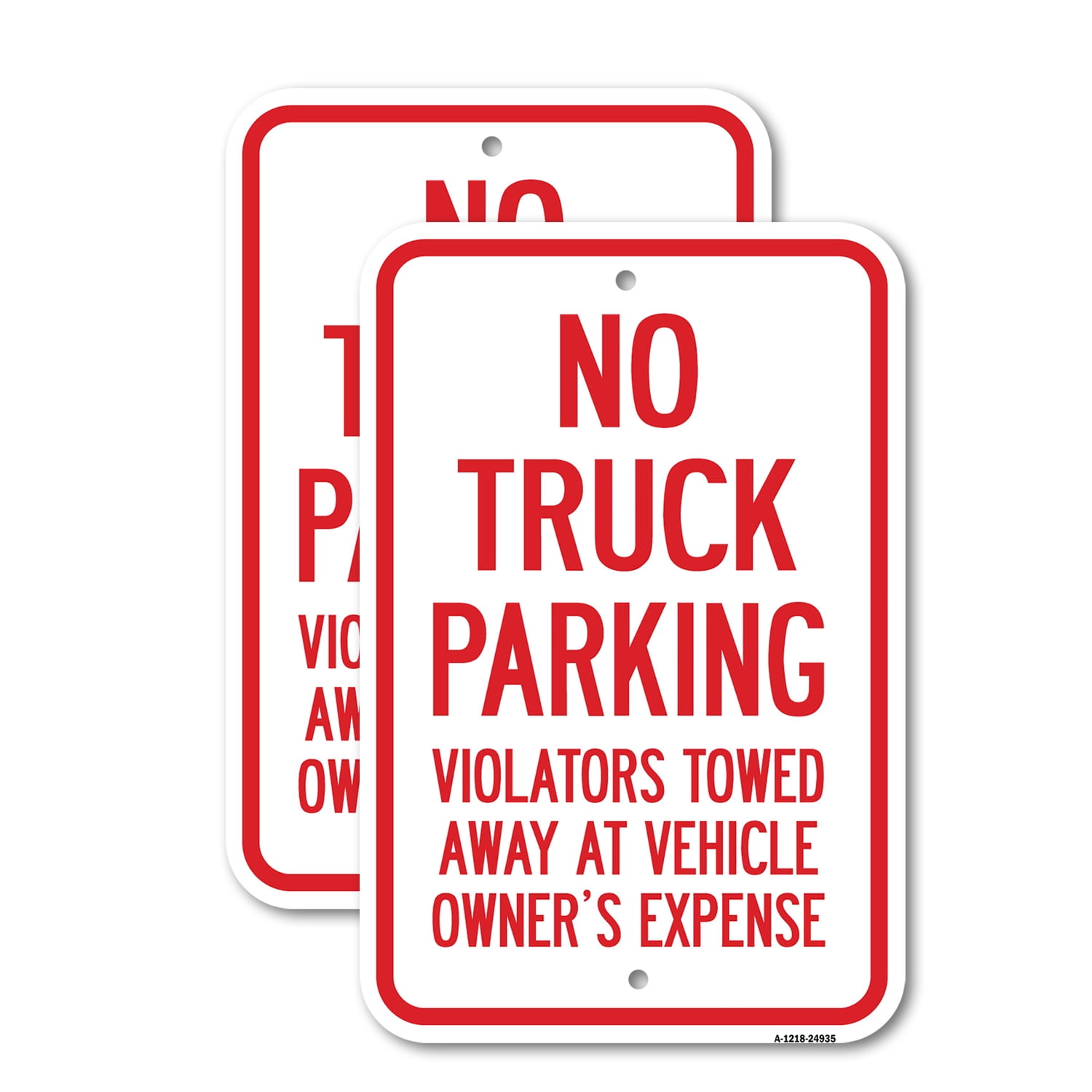 (2 Pack) No Truck Parking Violators Will Be Towed Away | 12" X 18 ...