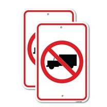 (2 Pack) No Truck Symbol | 12" X 18" Heavy-Gauge Aluminum Sign | Rust Free Aluminum, Weather Resistant, Waterproof, Fade Resistant, 2 Pre-drilled Holes