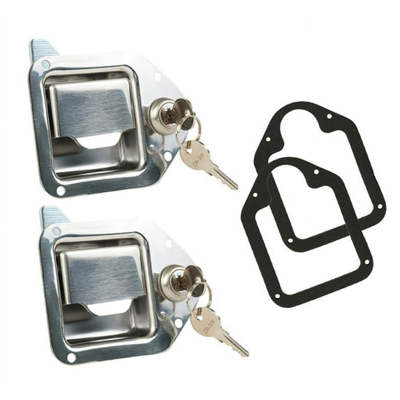 (2 Pack) Truck Tool Box Latch Replacement Lock w/ Keyed Alike Keys - 4-3/8"x3-1/4" Stainless Steel Tool Box Lock Replacement Handle for Trucks, RV, Trailer, UTV, ATV