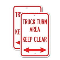 (2 Pack) Truck Turn Area Keep Clear (With Bidirectional Arrow) | 18" X 24" Heavy-Gauge Aluminum Sign | Rust Free Aluminum, Weather Resistant, Waterproof, Fade Resistant, 2 Pre-drilled Holes
