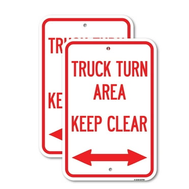 (2 Pack) Truck Turn Area Keep Clear (With Bidirectional Arrow) | 18" X 24" Heavy-Gauge Aluminum Sign | Rust Free Aluminum, Weather Resistant, Waterproof, Fade Resistant, 2 Pre-drilled Holes
