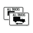 thumbnail image 1 of (2 Pack) Trucks Sign All Trucks (With Truck Symbol & Left Arrow) | 12" X 18" Heavy-Gauge Aluminum Sign | Rust Free Aluminum, Weather Resistant, Waterproof, Fade Resistant, 2 Pre-drilled, 1 of 4