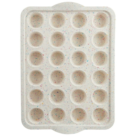 ( 2 Pack ) Trudeau Structured Silicone 24 Count Mini Muffin Pan, Multi-Color Confetti, Dishwasher Safe