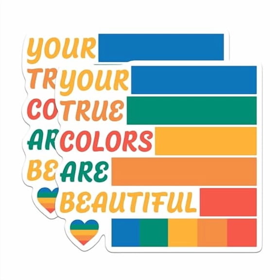 (2 Pack) Your True Colors are Beautiful Gay Pride Stickers - LGBTQ Gay Pride Month Sticker - 5 Inches On Longest Side - Premium Vinyl - for Cars, Trucks, Skateboards, Laptops - Made in USA - BMCS1700
