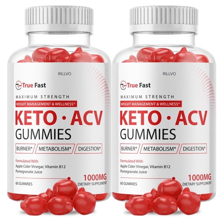 (2 Pack) True Fast Keto Gummies - True Fast Keto ACV Gummy’s - Supplement for Weight Loss - Energy & Focus Boosting Dietary Supplements for Weight Management & Metabolism - 120 Gummies