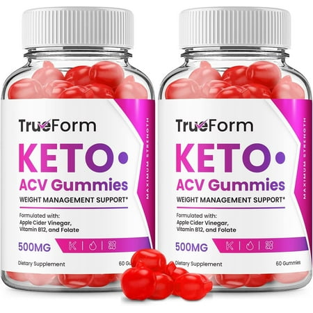 2 Pack True Form Keto Plus ACV Gummies TrueForm ACV Advanced Keto Formula Plus Apple Cider Vinegar Keto Gummies Dietary Supplement B12 Beet Root Juice 120 Gummies