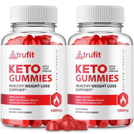 (2 Pack) TrufitKeto Gummies - Official Formula, Vegan, Non GMO - TruFit Gummies Maximum Strength With Trufitketoacv gummies Pomegranate Juice, Beet Root Juice, Vitamin B12 Gelatin Free (120 Gummies)