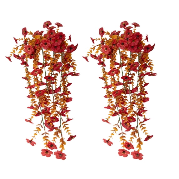 2-Pack Trumpet Flower Rattan Wall Hanging Simulation Flowers Artificial Vine Decor for Home and Garden, Easy Mount Wall Art with Realistic Design, Decorative Fake Flowers for Indoor and Outdoor Use