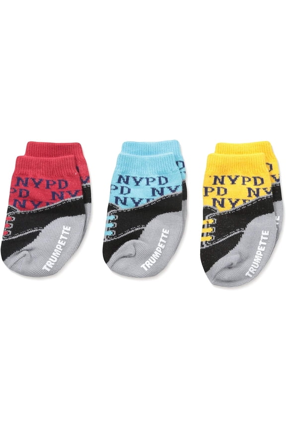 2 Pack - Trumpette Baby Sock Rubber Grips Non-skid NYPD Socks 0-12 Mos Unisex (6 pairs)