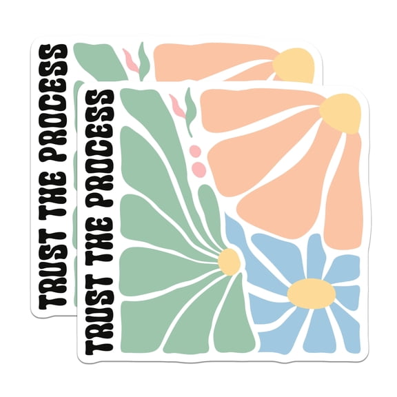 (2 Pack) Trust The Process Magnets - Motivational Flower Magnets - Inspirational Quote Magnets - 5" On Longest Side - for Cars, Fridges, Toolboxes - Made in USA - MAG3829