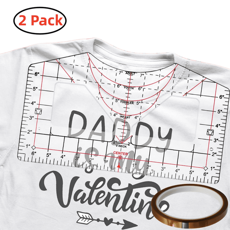 Tshirt Ruler Guide for Vinyl Alignment,T Shirt Ruler to Center  Design,Tshirt Measurement Tool with Heat Tape for Heat Press,Sublimation,Heat  Transfer,Acrylic Ruler for All Size,Heat Press Accessories