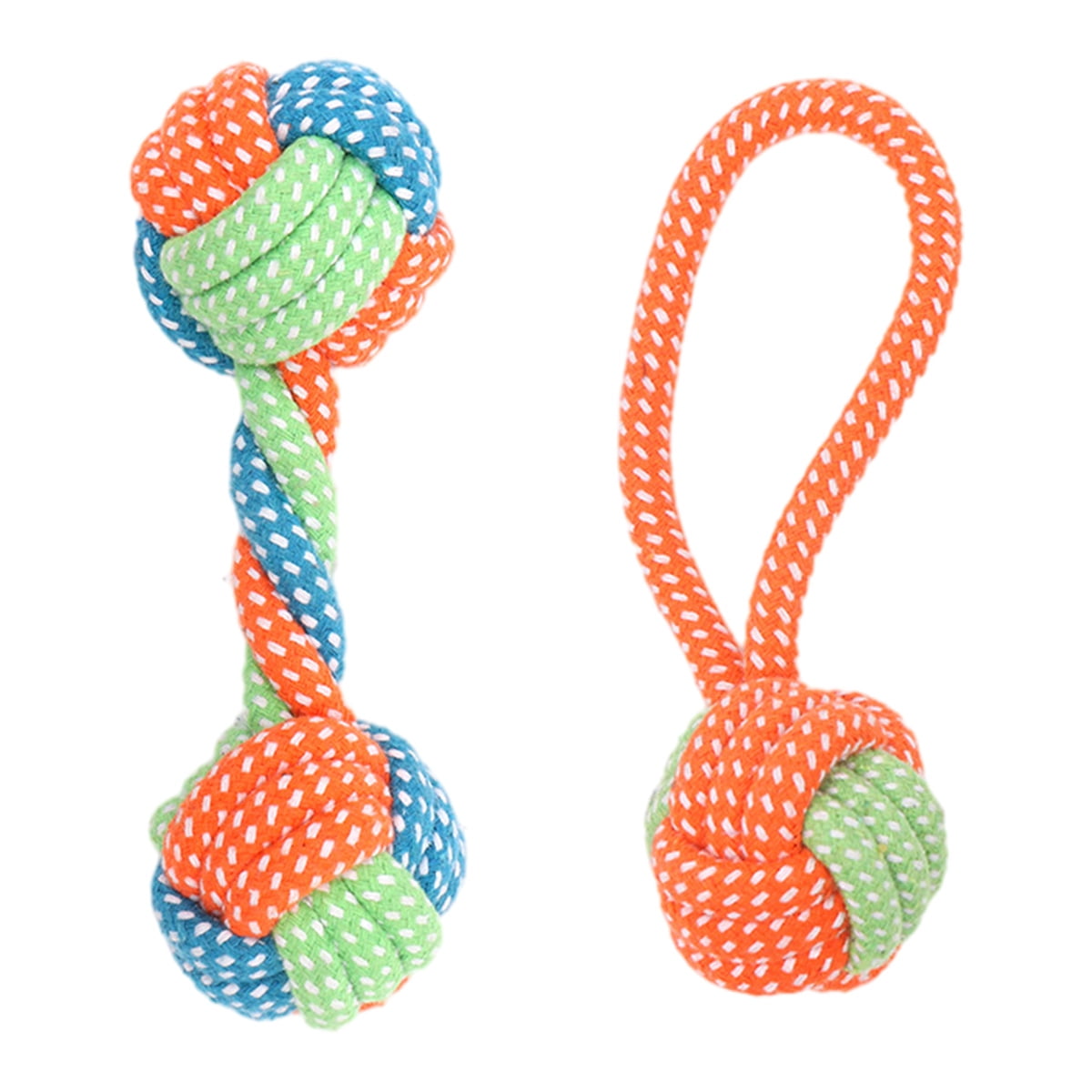 Fist Knot Rope Dog Toy Ball With Handle – Tug & Fetch Toy, Small (15" Long)