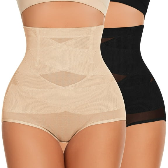 2 Pack-Tummy Control Shapewear Panties for Women High Waisted Body Shaper Cincher Panty Girdle Control Briefs