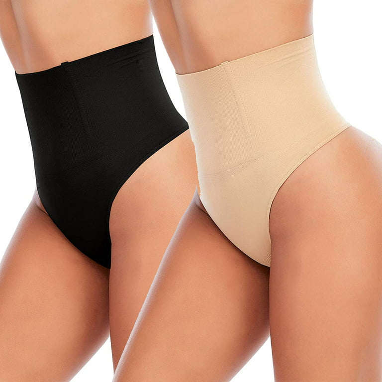 Seamless Thong Black & Nude 2-pack 