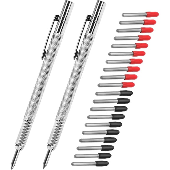 2 Pack Tungsten Carbide Scriber with Magnet, with Extra 20 Replacement Marking Tip,Scribe Tool,Etching Engraving Pen for Glass/Ceramics/Metal Sheet