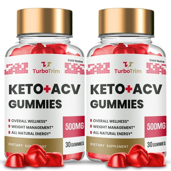 (2 Pack) Turbo Trim Keto ACV Gummies, Max Strength Turbo Trim Gummy Supplement for Men and Women, 2 Month Supply