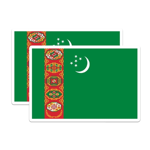 (2 Pack) Turkmenistan World Flag Magnets - Pride - 5 Inches On Longest Side - Premium Magnet - Choose from Over 200 Countries - for Cars, Refrigerators, Toolboxes, Lockers - Made in USA - MAG1001