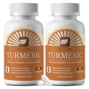 2 Pack Turmeric Curcumin 1000mg - 95% Curcuminoids & Black Pepper Extract for Joint & Immune Health Support, 180 Count