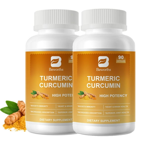 (2 Pack) Turmeric Curcumin Supplement, with 95% Curcuminoids & BioPerine Black Pepper Extract, Support Joint & Immune Health, 90 Pills