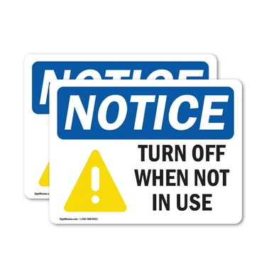 (2 Pack) Turn Off When Not In Use Sign