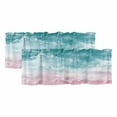 thumbnail image 1 of 2 Pack Turquoise Pink Ombre Valance for Window Abstract Coastal Ocean Waves Gradient Kitchen Valance Rod Pocket Short Curtain Topper Decorative Window Treatment for Living Room Bedroom 42"x12", 1 of 8