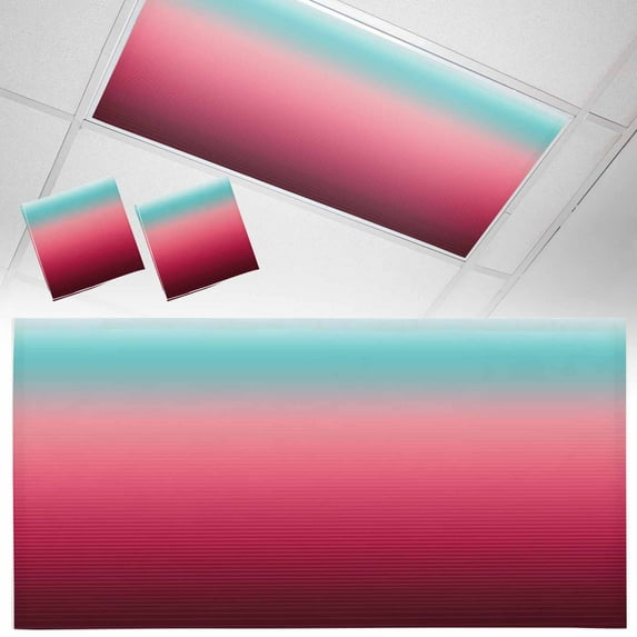 2 Pack Turquoise Rose Fluorescent Light Covers for Ceiling Lights Red Stripe Gradient Magnetic Ceiling Light Covers Overhead Light Filters for Office Classroom Home