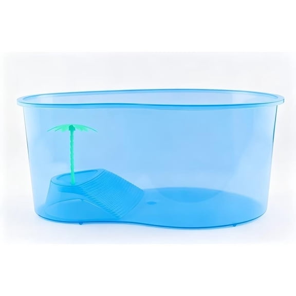 2-Pack Turtle Habitat with Basking Platform, Small Plastic Tank for Red-Eared Sliders & Chinese Pond Turtles
