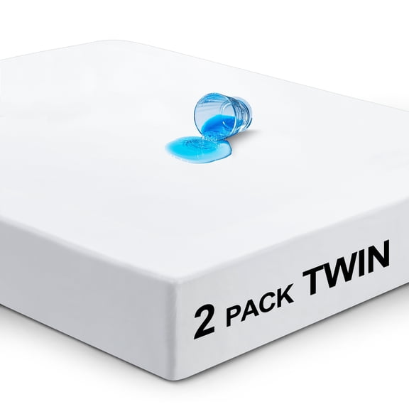 2-Pack Twin Mattress Protector, Hypoallergenic Waterproof Cover, Noiseless & Breathable, Fits 6-16 Inch Deep Pockets, Machine Washable