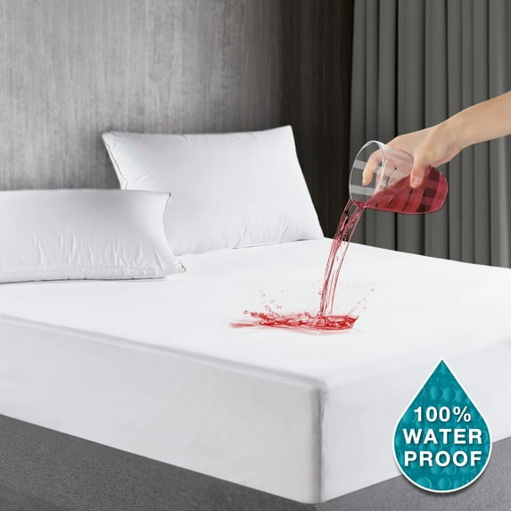 2 Pack Twin Size Waterproof Mattress Protector, Noiseless, Breathable, Soft Mattress Cover, 6"-18" Fitted Deep Pocket Bed Cover, White (Twin Size)