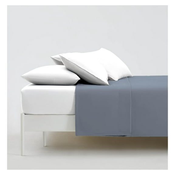 2-Pack Twin XL Flat Sheets Only, Blue Bed Sheet Set, 66" x 102" Twin XL Top Sheet Stays Tucked on Deep Mattresses, Set of 2, Slate Blue