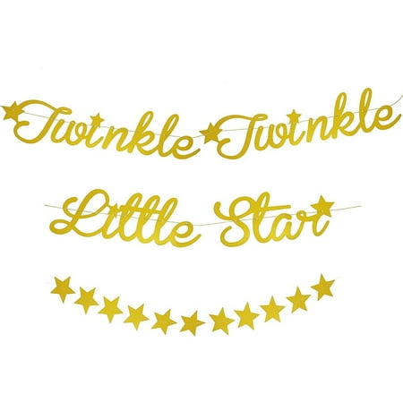2-Pack Twinkle Little Star Garland Gold Banner Decorations for Baby Shower 10 Ft