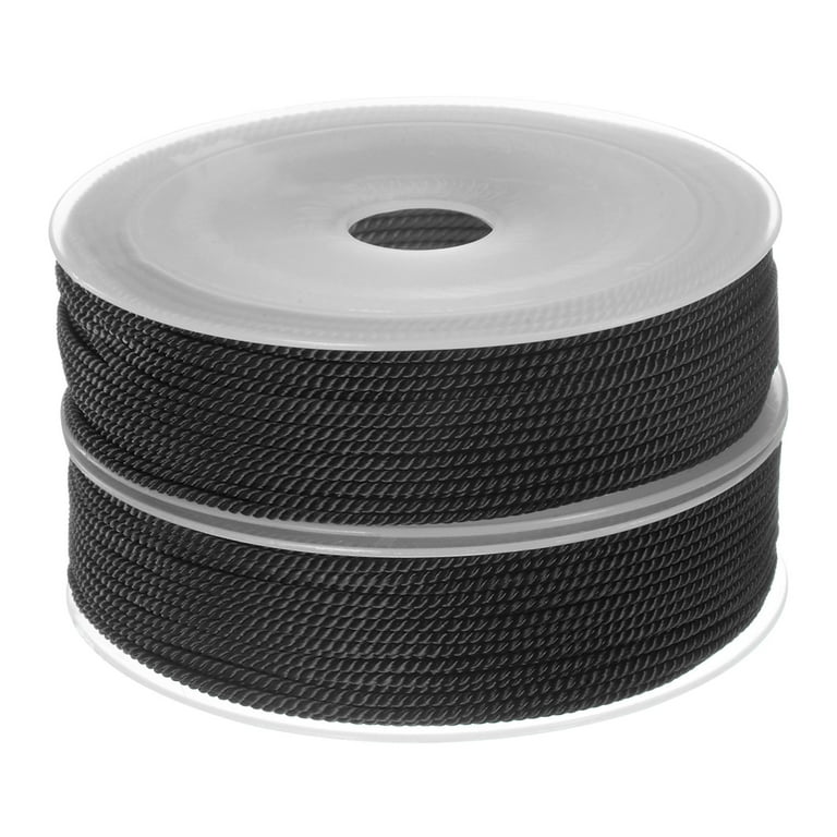 2 Pack Twisted Nylon Twine Thread Beading Cord 1.5mm 20M/65 Feet Extra  Strong Braided Nylon String, Black
