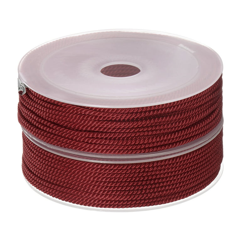 2 Pack Twisted Nylon Twine Thread Beading Cord 2mm 13M/43 Feet Extra Strong Braided  Nylon String, Dark Red 