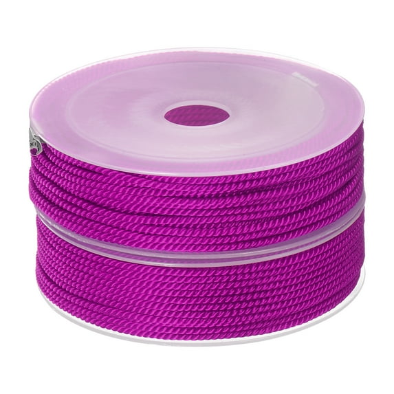 2 Pack Twisted Nylon Twine Thread Beading Cord 2mm 13M/43 Feet Extra Strong Braided Nylon String, Hot Magenta