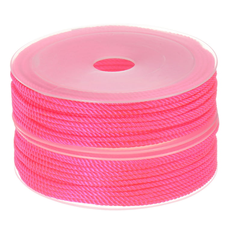 2 Pack Twisted Nylon Twine Thread Beading Cord 2mm 13M/43 Feet Extra Strong  Braided Nylon String, Hot Pink