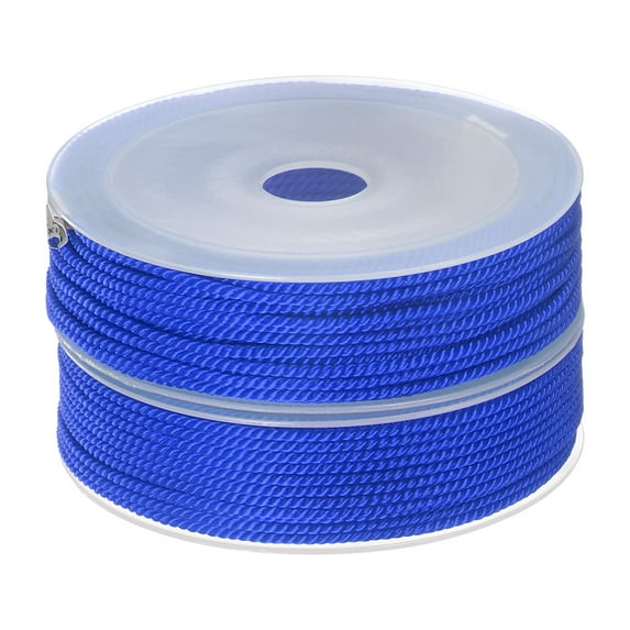 2 Pack Twisted Nylon Twine Thread Beading Cord 2mm 13M/43 Feet Extra Strong Braided Nylon String, Medium Blue