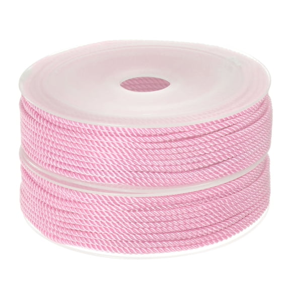 2 Pack Twisted Nylon Twine Thread Beading Cord 2mm 13M/43 Feet Extra Strong Braided Nylon String, Pink