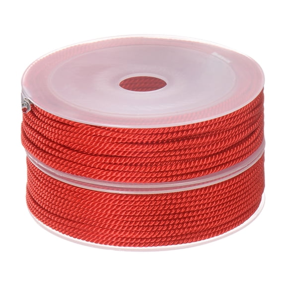 2 Pack Twisted Nylon Twine Thread Beading Cord 2mm 13M/43 Feet Extra Strong Braided Nylon String, Red