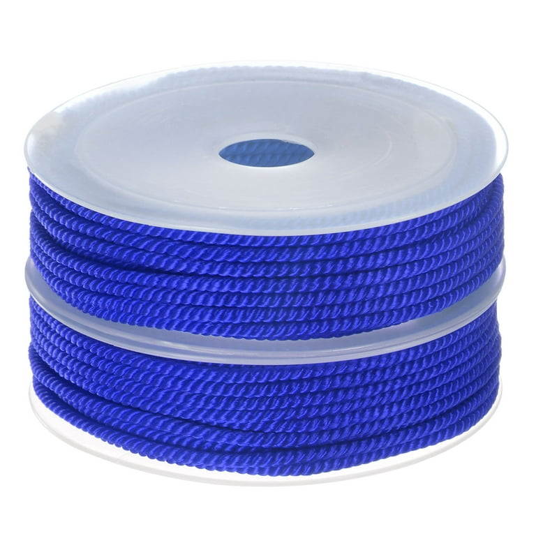 2 Pack Twisted Nylon Twine Thread Beading Cord 3mm 7M/23 Feet Extra Strong  Braided Nylon String, Medium Blue