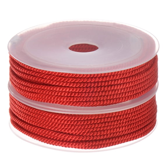 2 Pack Twisted Nylon Twine Thread Beading Cord 3mm 7M/23 Feet Extra Strong Braided Nylon String, Red