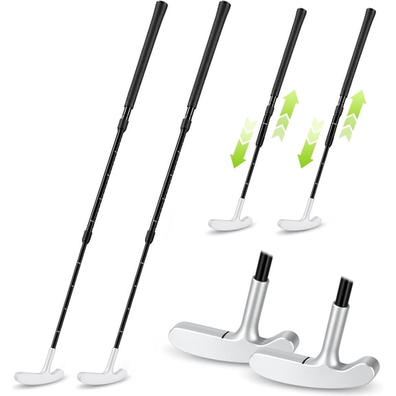 2 Pack Two Way Mini Golf Putter Set, 16"-35" Adjustable Extendable Golf Clubs with Heavy Duty Zinc Alloy Head, Ambidextrous Putters for Beginners, Kids, Adults Indoor Outdoor Practice