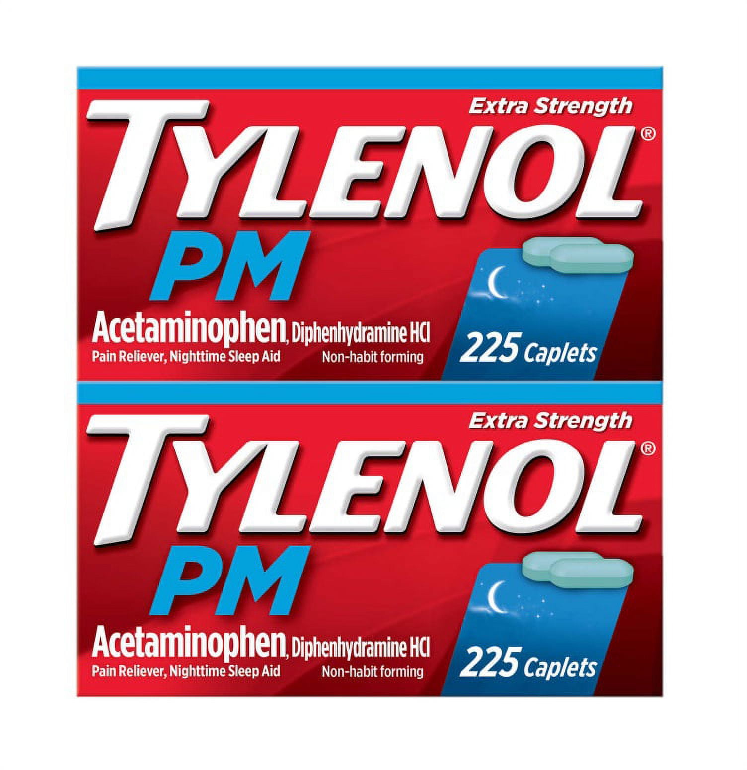 2 Pack Tylenol PM Extra Strength Acetaminophen 500 mg Pain Reliever