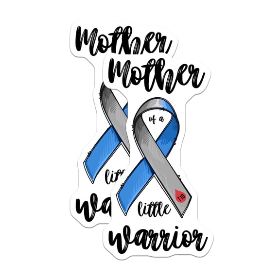(2 Pack) Type 1 Diabetes Stickers - Mother of Warrior - T1D Awareness Decals- 5" On Longest Side - Sticks to Smooth Flat Surfaces - Made in USA - BMCS16979