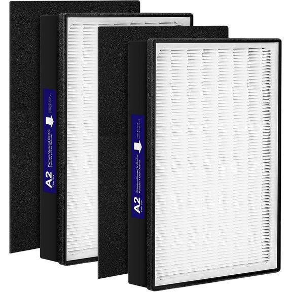 2 Pack Type A2 HEPA Replacement Filter Compatible with Filtrete Room Air Purifier Models FAP-C02-A2, FAP-C03-A2, FAP-T03-A2, FAP-SC02L, Part No. 1150101,