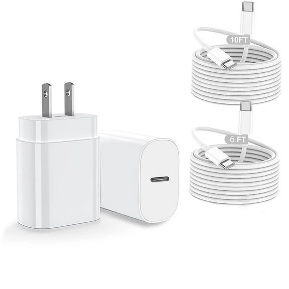 2 Pack Type C Charger, Fast ChargeUsb C ,C Charger with 10FT Cable and 6FT Cable,Copmpatible with Samsung S25 S24 S23 S22 S21 S20