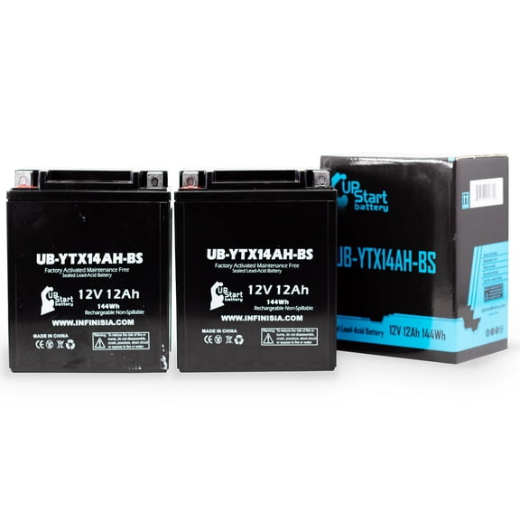 2-Pack UB-YTX14AH-BS Battery Replacement for 1999 Polaris Sportsman HO 500 CC ATV - Factory Activated, Maintenance Free, Motorcycle Battery - 12V 12AH, UpStart Battery Brand